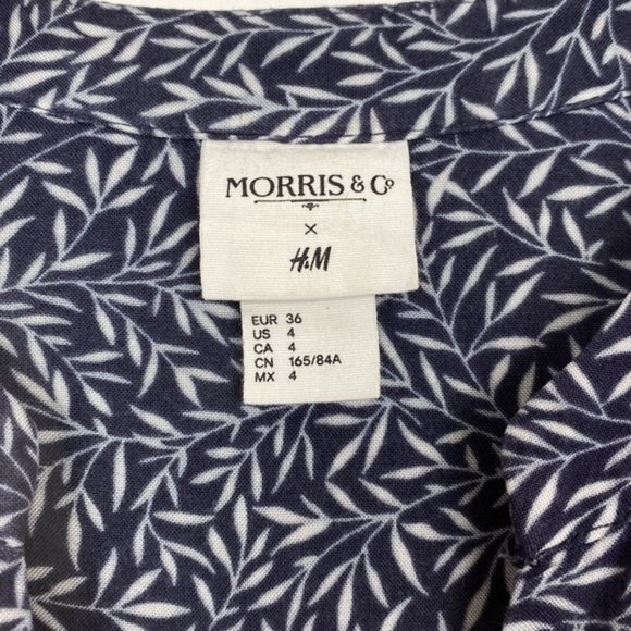 Rare H&M x William Morris & Co 4 Floral Print Tunic Blouse Navy White - Picture 3 of 14